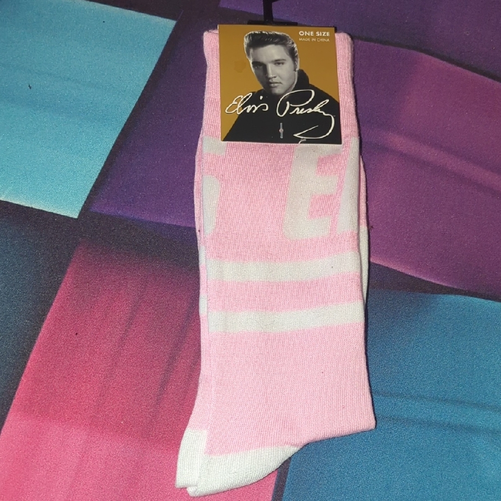 ELVIS PRESLEY Pink & White Socks NEW